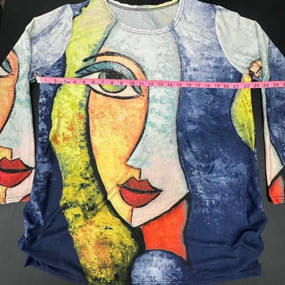 Abstract Art Long Sleeve Women's Top - Picture 4 of 7